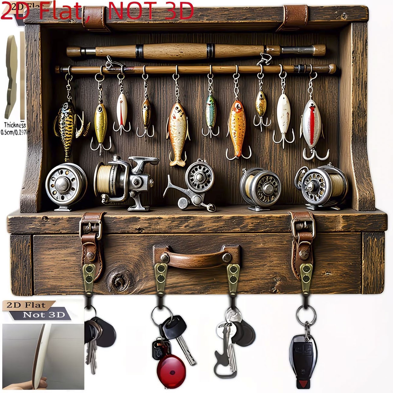 Fishing Line Spool - Portachiavi Vintage a Forma di Esca